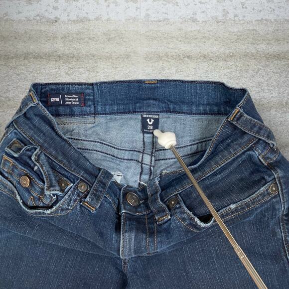 Vintage Y2K True Religion Skater Jeans 28x30 Slim Fit Dark Wash Geno Embroidered - Picture 4 of 8